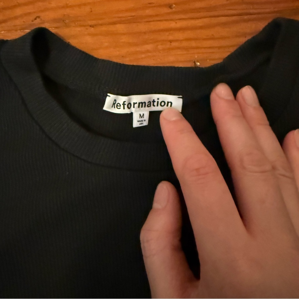 Reformation Midnight Black Ribbed Top - Picture 2 of 2